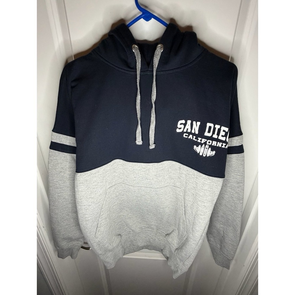 San Diego California Navy Blue Gray Spell Out Spirit Hoodie Sweatshirt Mens M